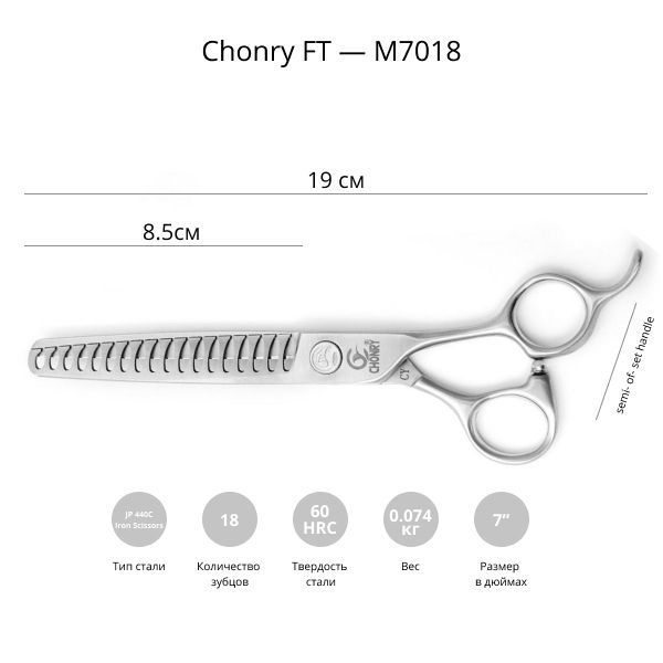 Финишные ножницы для стрижки собак Chonry FT-M7018 7