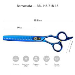 Финишные ножницы для груминга Barracuda Blue Line 7.5'' артикул BBL-H8-718-18 фото, цена gr_21694-02, фото 2