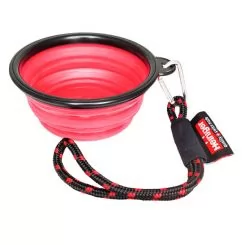 Фото Складная поилка для собак с карабином Heiniger Drinking bowl for dogs red - 1