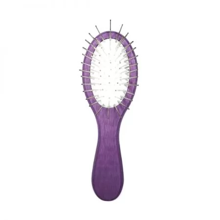 Фото Щітка для маленьких собак Show Tech Mini Wooden Pin Brush Oval Purple 12 см - 1