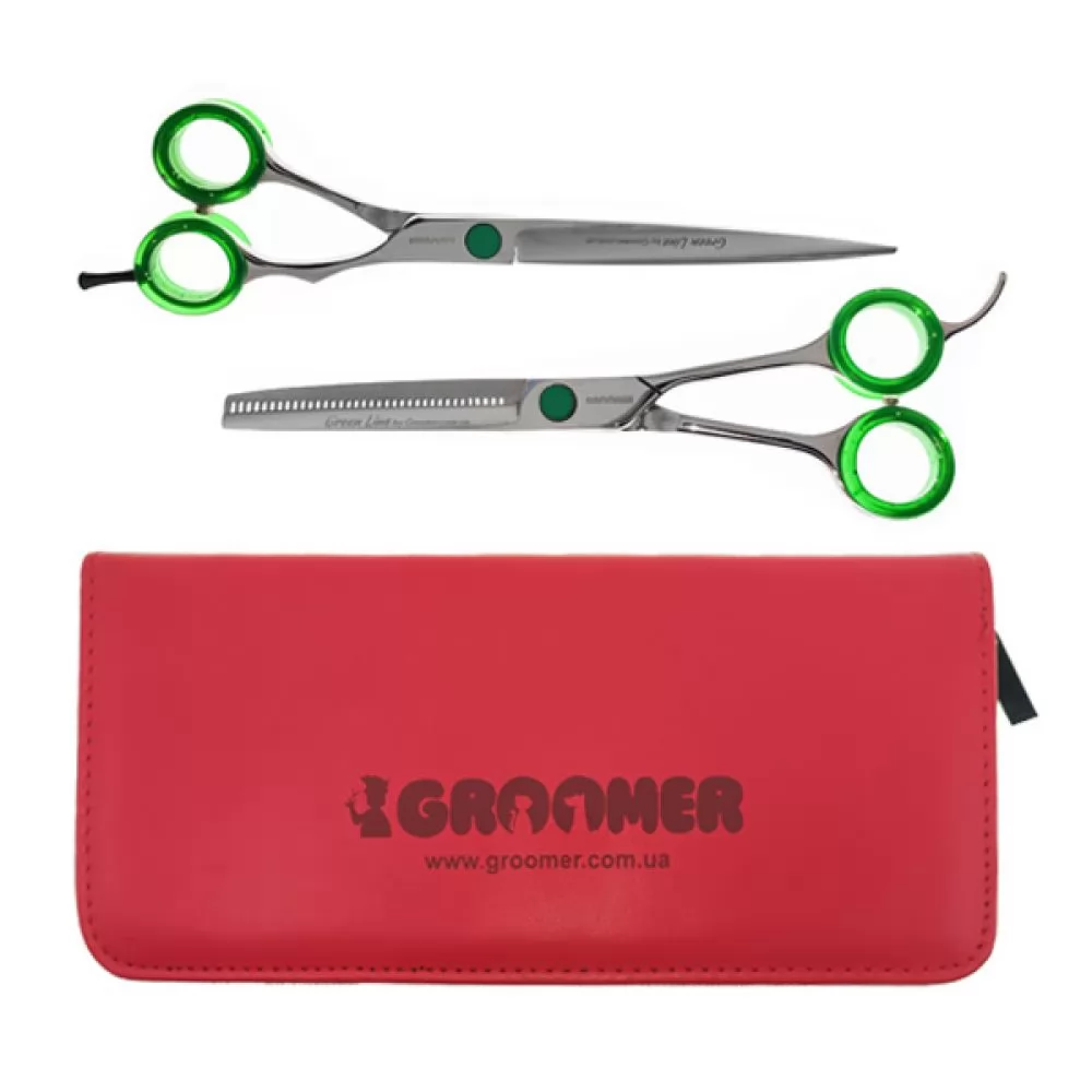 Набор ножниц для стрижки собак Groomer Green Line Set 2 - 6