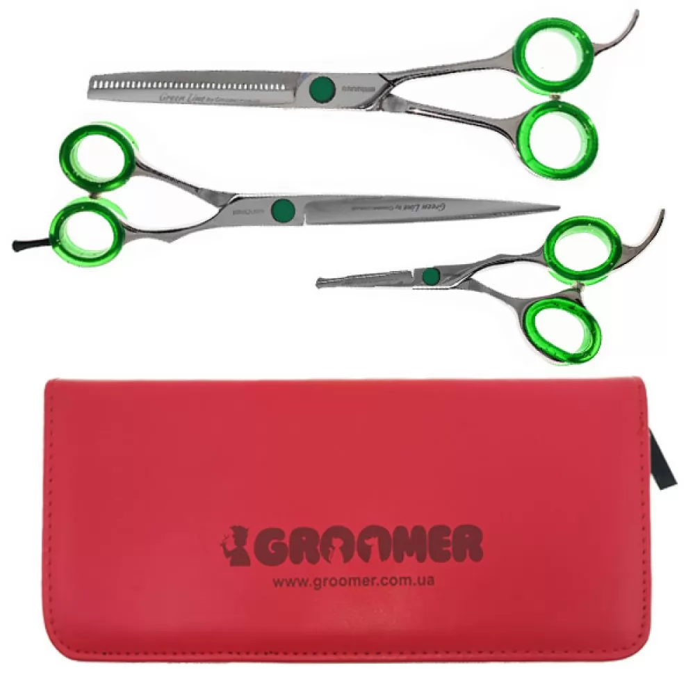 Набор ножниц для стрижки собак Groomer Green Line Set 3 - 7