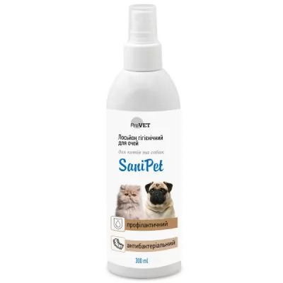 Лосьйон-спрей гігієнічний для очей собак та котів SaniPet 300 мл.