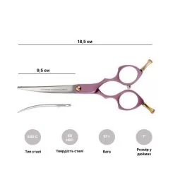 Фото Изогнутые ножницы для стрижки животных Artero Fusion Curvy Shears Pink 7,0 - 2