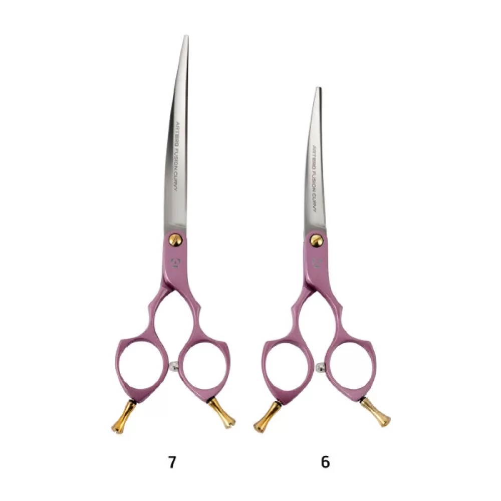 Изогнутые ножницы для стрижки собак Artero Fusion Curvy Shears Pink 7 дюймов - 5