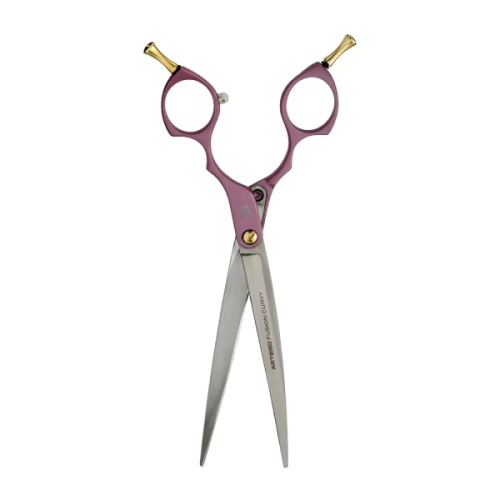 Изогнутые ножницы для стрижки собак Artero Fusion Curvy Shears Pink 7 дюймов - 9