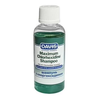 Усі фото Шампунь з хлоргексидином для собак і котів Davis Chlorhexidine Shampoo 4% 50 мл.