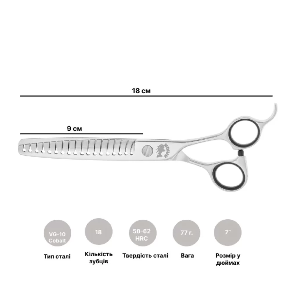 Характеристики Фінішні ножиці для стрижки собак Barracuda Upgrade Cobalt 7 дюймів 18 зубців - 2