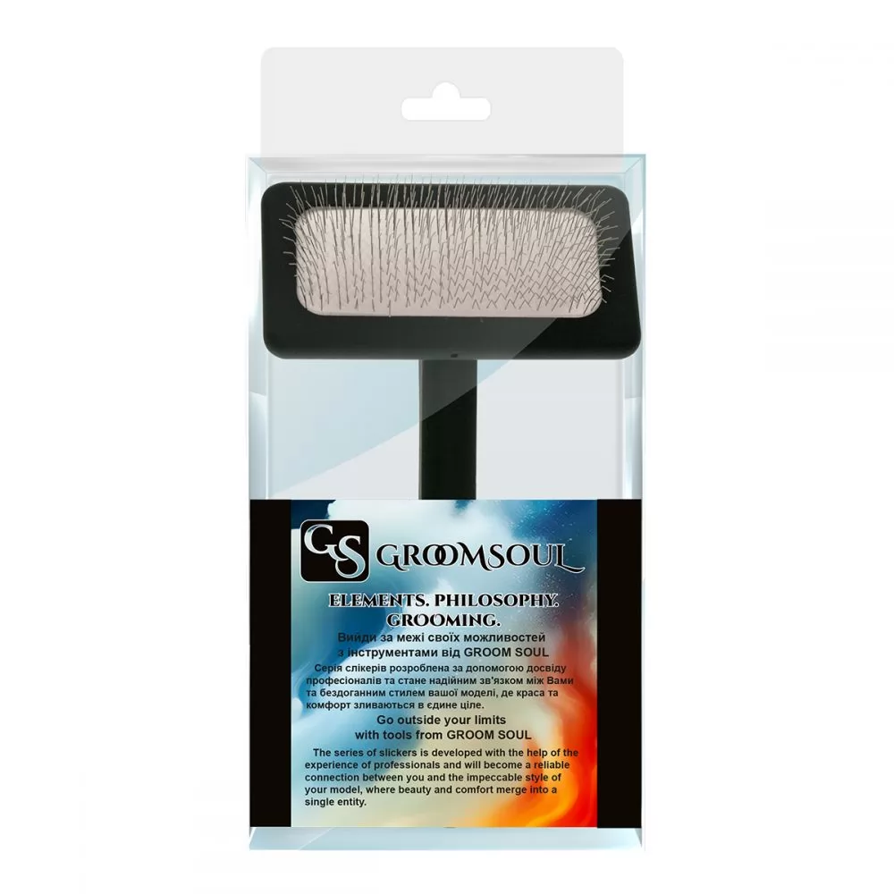 Усі фото Мала пуходерка для тварин зі середніми зубцями Groom Natural Series Soft Pins Black - 9