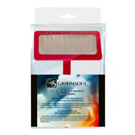 Фото Пуходерка для тварин з середніми зубцями Groom Soul Natural Series Soft Pins Red - 9