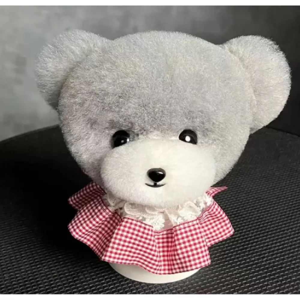 Шерсть манекена головы для Mr Jiang Teddy Head Model Prick Eared Style Grey And White Mouth